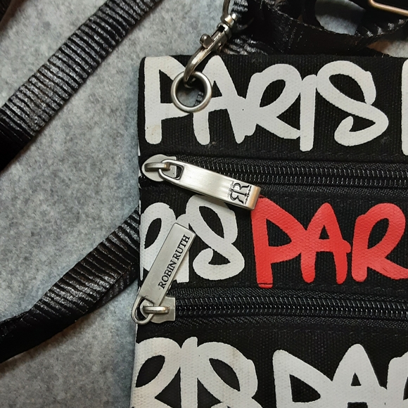 Robin Ruth Crossbody - black w/white & red "PARIS" print - Picture 4 of 5
